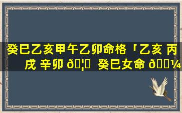 癸巳乙亥甲午乙卯命格「乙亥 丙戌 辛卯 🦟  癸巳女命 🐼 」